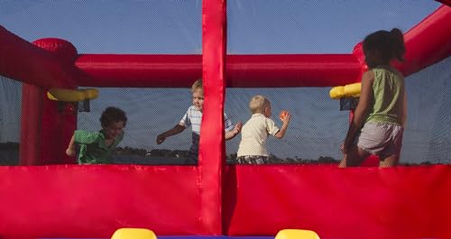 Blast Zone Double Play Inflatable Dual Hoops Bounce House with Blower Red