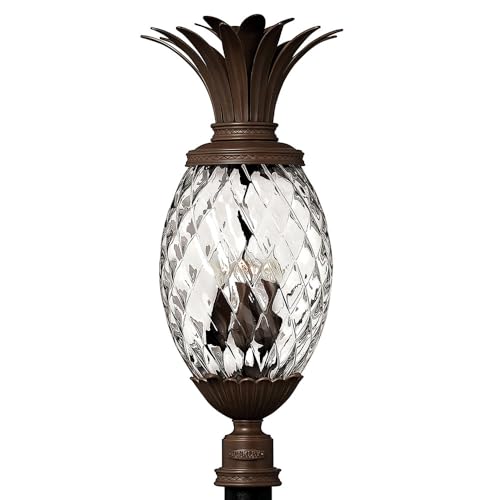 Hinkley Plantation Large Post Top Outdoor Lantern - 4-Light Pineapple Motif, Clear Optic Glass, Copper Bronze Finish