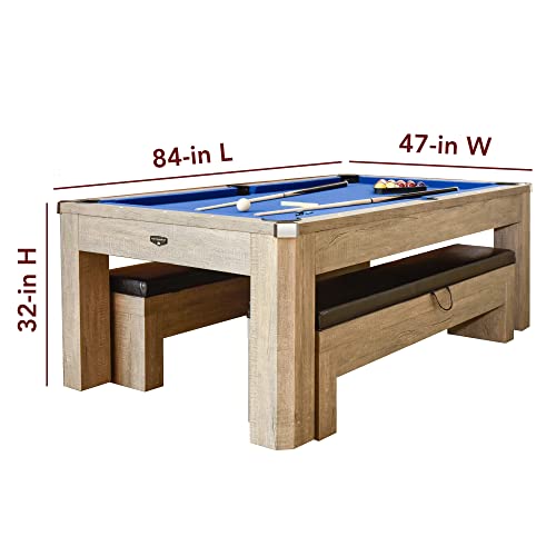 Hathaway Newport 7-ft Pool Table Combo Set with Benches Rustic Gray