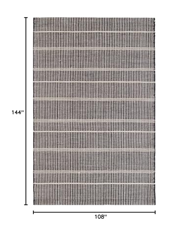 Dash & Albert Samson Indoor/Outdoor Area Rug 9' x 12' Black Striped Handwoven Washable