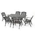 Christopher Knight Home Hallandale 7-Pc Outdoor Sarasota Dining Set Hammered Bronze