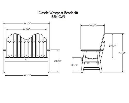 Highwood Classic Westport Adirondack Garden Bench 4ft Weathered Acorn
