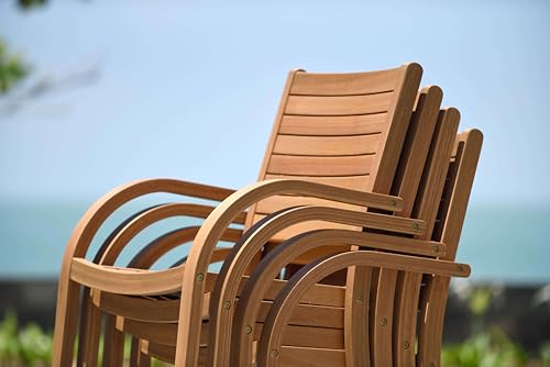 Amazonia Arizona Patio Stacking Chairs Set of 4 Teak Finish