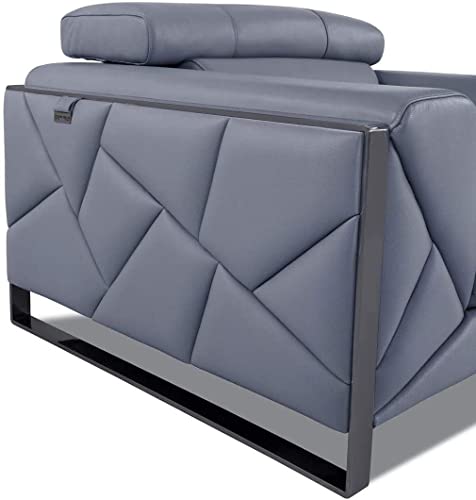 Blackjack Furniture Gianni Italian Leather Sofa with Adjustable Headrests Light Blue