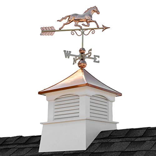 Good Directions 26" Square Coventry Vinyl Cupola with Horse Weathervane White