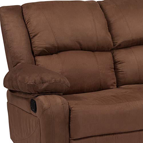 EMMA + OLIVER Chocolate Brown Microfiber Loveseat with Recliners