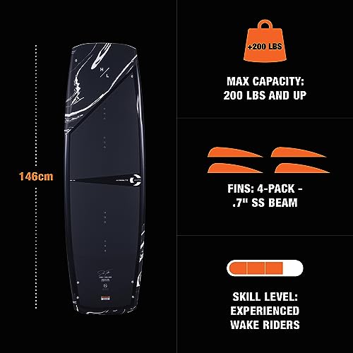 Hyperlite Cryptic Wakeboard + Remix Bindings Wakeboard Package - Perfect for Intermediate to Advanced Riders - 142cm Black