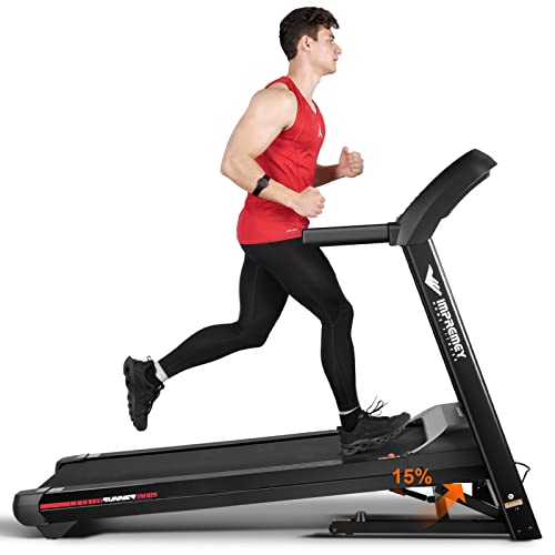 IMPREMEY Folding Treadmill with Incline 15%, 3.5HP Power, 350 Lb Capacity, 11 MPH, 50" x 19" - Black