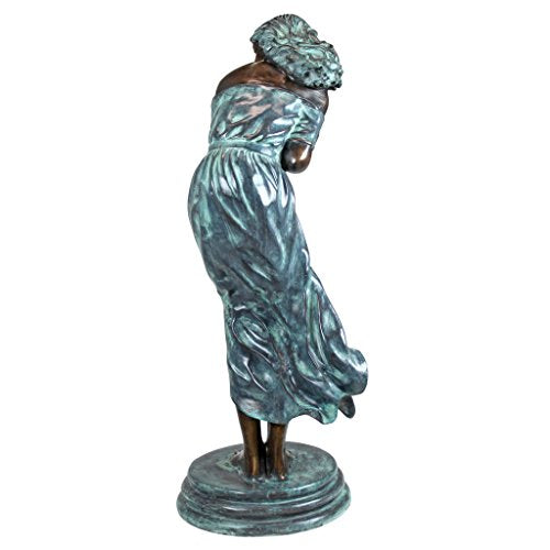 Design Toscano The Windblown Maiden Cast Bronze Garden Statue Two Tone Bronze & Verdigris