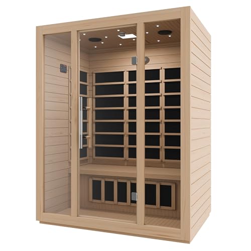 SteamSpa 3 Person Hemlock Wooden Indoor Sauna with Bluetooth & Touch Control