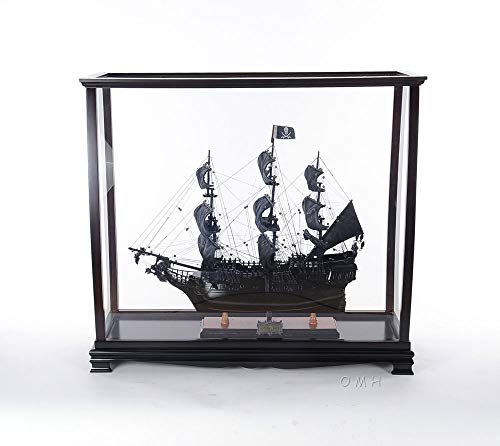 Old Modern Handicrafts Black Pearl Pirate Ship Model with Display Case Multicolor