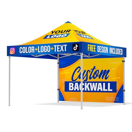 Dot4Dot Custom Canopy with Logo for 10x10 Pop Up Tent Heavy Duty Canopy + Frame + Backwall