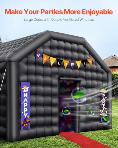 VEVOR Inflatable Nightclub Tent with Disco Lights, 19.7 x 16.4 x 12 Ft, Black