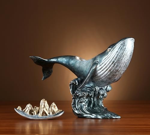 FENGSHUI-CAISHEN Pure Copper Whale Statue Blue