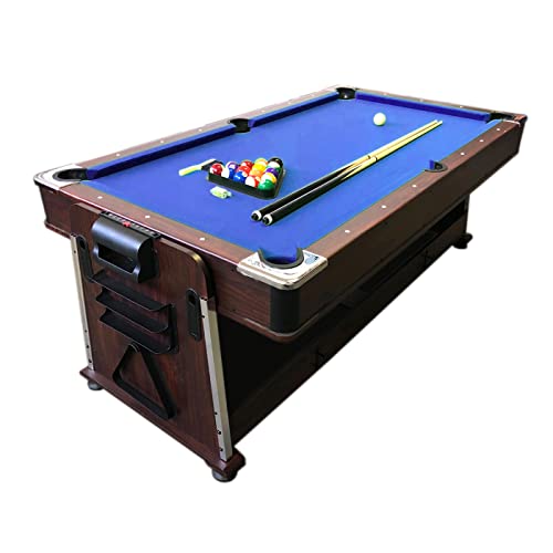 SIMBASHOPPING USA 7FT Multigame Pool Table with Air Hockey, Table Tennis, & Table Top Blue/Brown