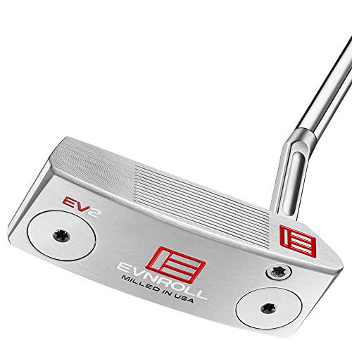 Evnroll 2023 EV2 MidBlade Putter RH Short Slant 35 TourTac Silver, White