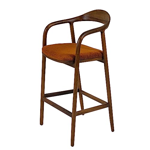 Angora Mid Century Modern Rain Bar Chair 100% Real Black Walnut Natural Wood