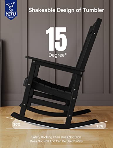 YEFU Outdoor Rocking Chair Set of 4 Heavy Duty Black
