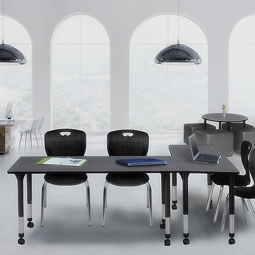 Regency Height Adjustable Mobile Classroom Table Set with Two 18" Andy Chairs Grey/Black