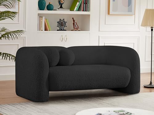 Meridian Furniture Emory Collection Art Deco Boucle Upholstered Loveseat Black