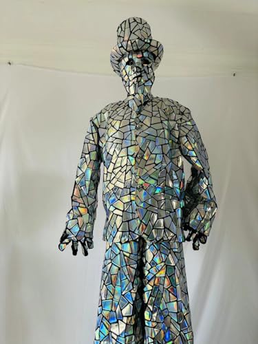 HoHoHuo Silver Mirror Man Performance Costume XLarge
