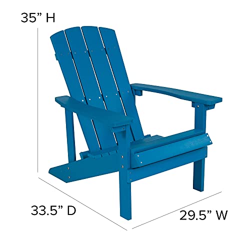 Flash Furniture Charlestown Poly Resin Adirondack Chair Set of 4 Blue