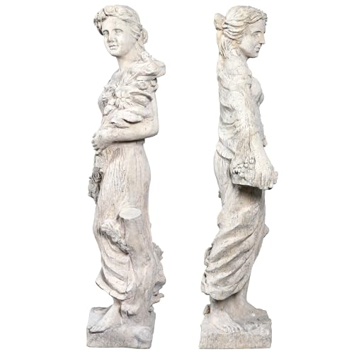 Design Toscano Flora and Proserpina Outdoor Garden Statues Set of Two 44 inch Antique Stone
