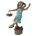 Design Toscano Brittany with a Basket Little Girl Cast Bronze Garden Statue Two Tone Bronze & Verdigris