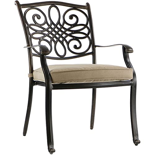 Hanover Traditions 9 Piece Outdoor Dining Set with Extra-Long Glass-Top Table Tan