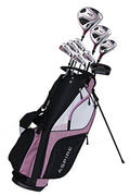 Aspire XD1 Ladies Womens Complete Golf Clubs Set Titanium Driver, Fairway, Hybrid, Irons, Putter, Stand Bag, 3 H/C's Pink