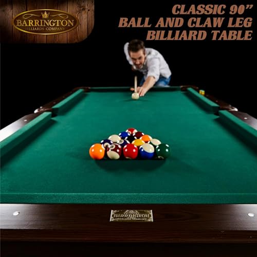 Seller123 Billiards 90" Ball and Claw Leg Pool Table with Cue Rack and Dartboard Set Burgundy