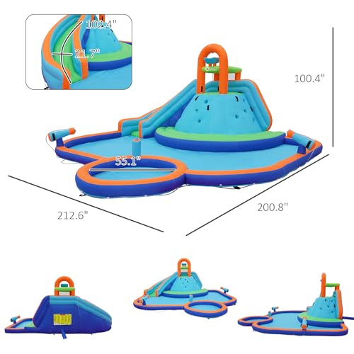 Outsunny Kids Inflatable Water Slide 4-in-1 Bounce House Multi-Colored