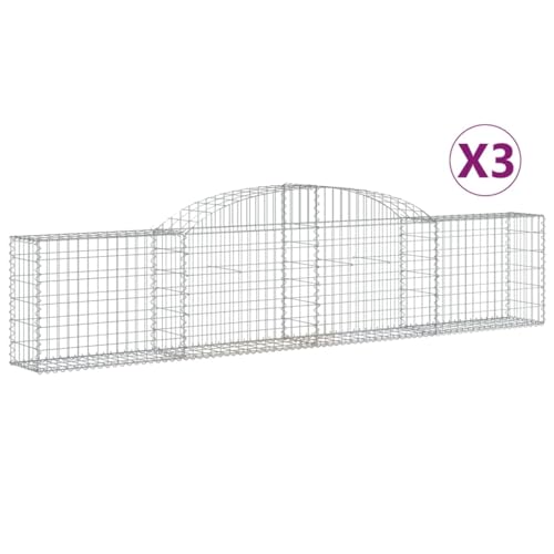 Arched Gabion Baskets 3 pcs 118.1"x11.8"x23.6"/31.5" Galvanized Iron White Black Other