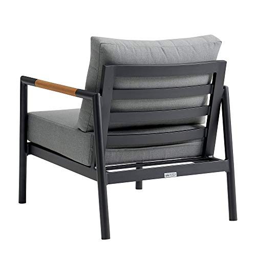 Armen Living Royal Modern Outdoor Patio Conversation Set 4 Piece Black