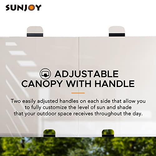 Sunjoy 10x12 ft Steel Outdoor Pergola with White Adjustable Shade and Privacy Screen