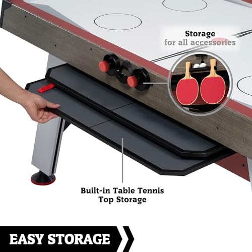 Hall of Games 5.5' Arcade Air Hockey & Tennis Table 2-in-1 Wood Grain/Red