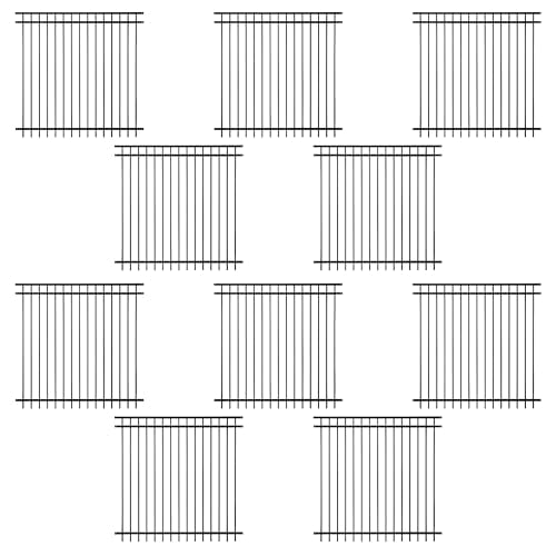 Fencer Wire Heavy Duty Flat Top Fence Barrier Panel Black, 6FT x 6FT, Pack of 10