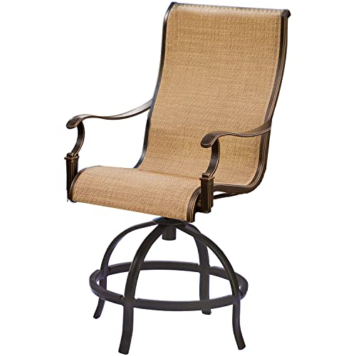 Hanover Manor 7-Piece Outdoor Dining Set with Swivel Chairs and Round Table Tan