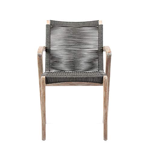 Armen Living Sachi and Nabila Outdoor 5 Piece Dining Set Light Eucalyptus and Concrete