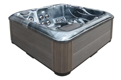 Luxuria Spas Sensation 4-Person 73-Jet Hot Tub with Double Lounge and Touch Screen Silver Marble/Grey