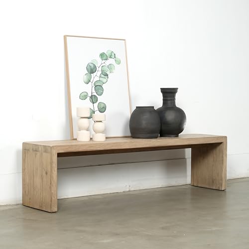 Artissance 70 Inches Waterfall Bench Reclaimed Pinewood Whitewash