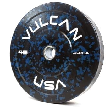 VULCAN 160 lb Alpha Bumper Plate Set Yellow Fleck Green Fleck Grey Fleck