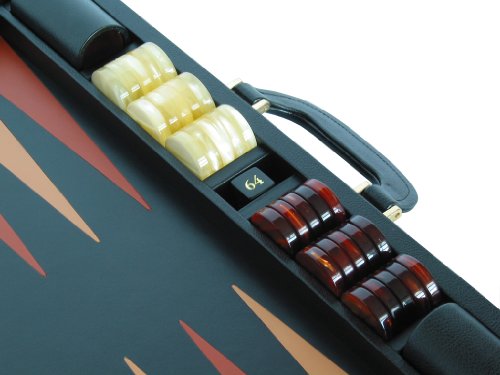 Zaza & Sacci Genuine Leather Backgammon Attache 23" Double-Grip Handle Black