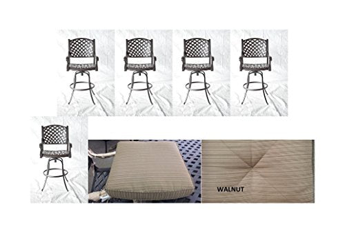 Patio Land Outdoor Living Nassau Outdoor Patio Swivel Barstools 30" High Cast Aluminum Dark Bronze