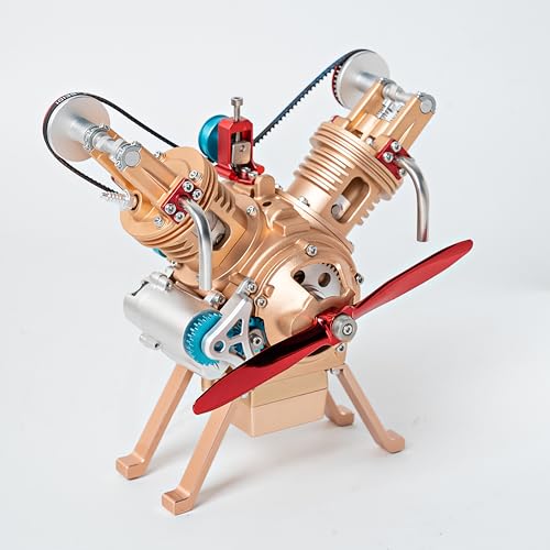 TECHING Mini V2 Engine Model Kit Mechanical Metal DIY Golden