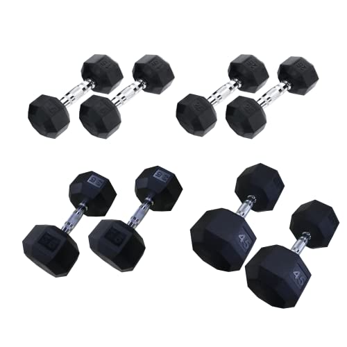 Ader Rubber Dumbbell Set 2-65Lbs (Total 540 Lbs) 11 Pairs with Rack & Mat White