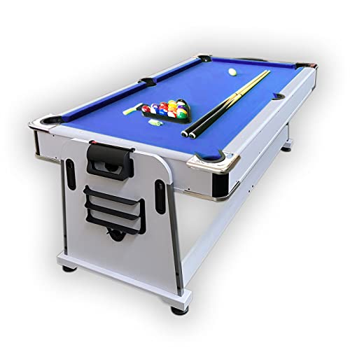 SIMBASHOPPING USA Pool Table 7FT Multigame Blue Air Hockey + Table Tennis + Table Top - Polar Blue, White
