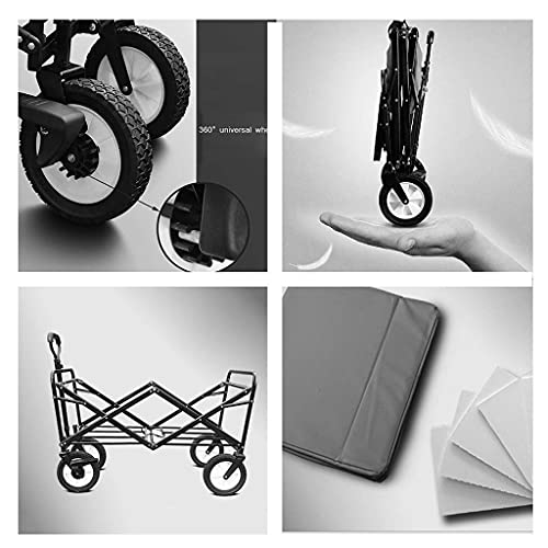 5sssallefaa Outdoor Folding Wagon All Terrain Cart with Dining Table Green 85 * 50cm
