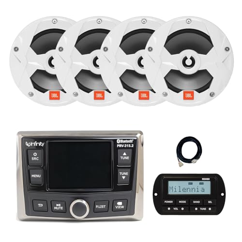 Enrock Audio Infinity PRV-315.2 Marine Bluetooth Radio Receiver & 4x 6.5" Speakers White