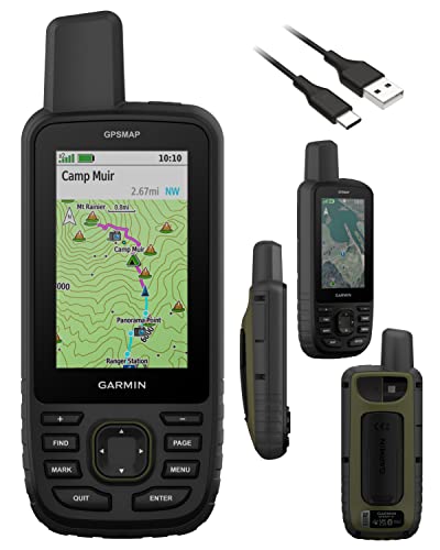 Wearable4U Garmin GPSMAP 67 Rugged Hiking Handheld +E-Bank with Car & Wall Chargers